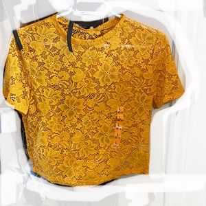 ZARA yellow lace crop top